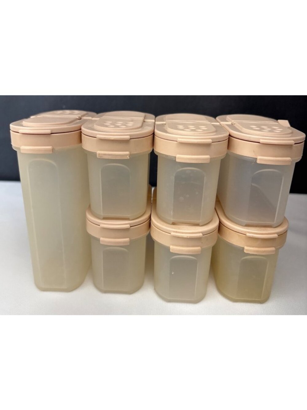Tupperware Mini Spice Containers Beige Lids Set Airtight Storage